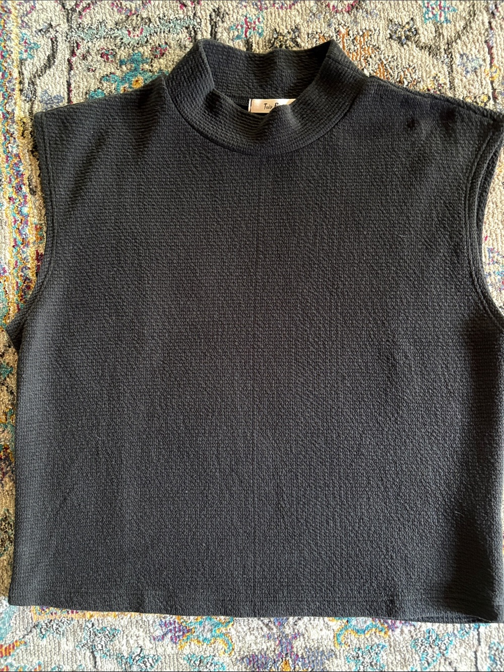 Black Sleeveless Mock Neck Top